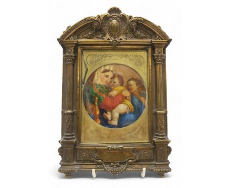AFTER RAPHAEL&nbsp;MADONNA DELLA SEGIOLLA On ivory, tondo, measuring approx. 9.2cm in diameter, housed in an ornate classical
