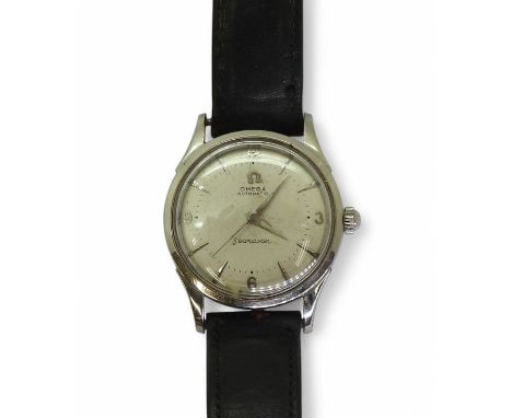 AN OMEGA SEAMASTER&nbsp; automatic bumper movement, with screw back stainless steel case, silver coloured dagger numerals and