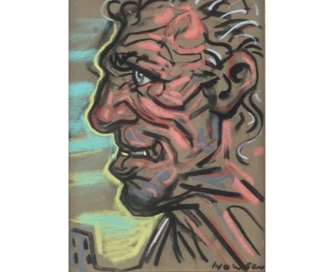 † PETER HOWSON OBE (BRITISH B.1958) HEAD IN PROFILE Pastel on brown paper, signed lower right, 27 x 19.5cm (10.5 x 7.5") Cond