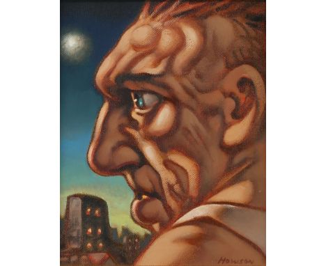 † PETER HOWSON OBE (BRITISH B.1958) MAN IN PROFILE Oil on canvas, signed lower right, 25 x 20cm (10 x 8") Provenance: Art in 