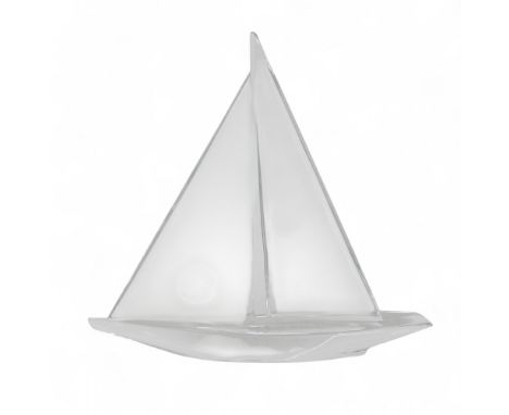 A DAUM CLEAR AND FROSTED GLASS MODEL OF A YACHT signed Daum France to side, 31cm high Condition Report:There is a white mark 