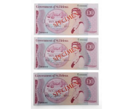 ELIZABETH II&nbsp;(1952-2022) ST HELENA £10 SPECIMEN BANKNOTE&nbsp; Obverse Elizabeth II at right, Jamestown at left, letteri
