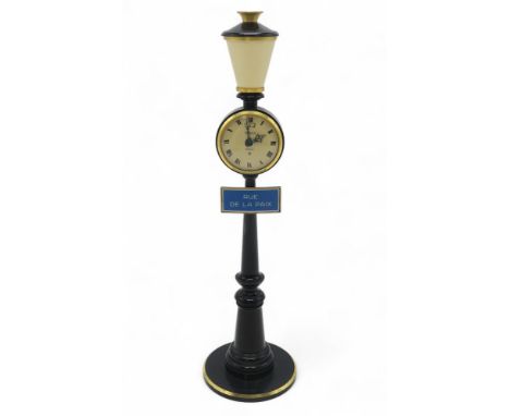 A JAEGER LECOULTRE NOVELTY DESK TIMEPIECE In the form of a Parisian street lamp with sign affixed reading "Rue de la Paix", t