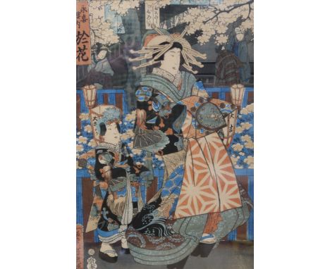 OCHIAI YOSHIIKU (1833-1904) Naninani-hana of the House of Eikichi, Hirookaya Kosuke, oban tata-e woodblock print, 34 x 23cm, 