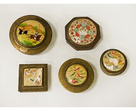 FIVE PERSIAN TRINKET BOXES