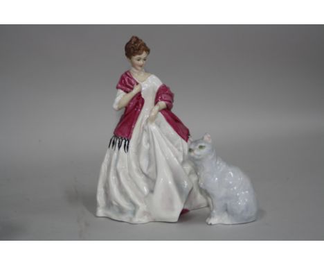 TWO ROYAL WORCESTER FIGURES, 'First Dance' No.3629 and 'Short Haired Cat' No.3616 (2)