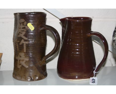 TWO STUDIO POTTERY JUGS, by Jeremy Leach, 1998-2001, height approximately 22cm (tallest) (2)