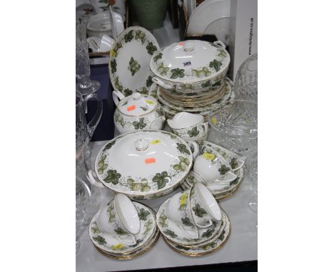 ROYAL WORCESTER 'MATHON' DINNER/TEAWARES, (over 30 pieces)