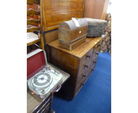 A 'SINGER' SEWING MACHINE, portable record player and a corner pouffe (3)