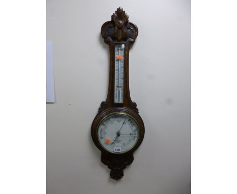 A CARVED OAK FRAMED BAROMETER, dial marked Benetfink & Co Ltd, Cheapside, London