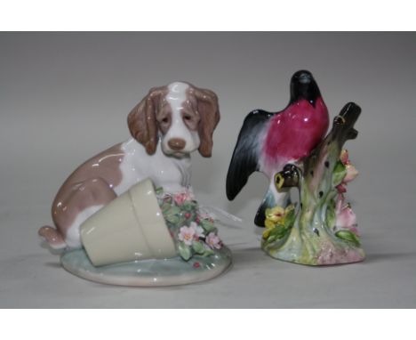 A LLADRO FIGURE, 'It Wasn't Me !' dated 1998, No.7672, together with a Royal Adderley 'Bullfinch' (2)