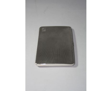 A RECTANGULAR SILVER CIGARETTE CASE, with engine turned decoration, monogrammed FCB, Birmingham 1938, approximately 14cm x 8.