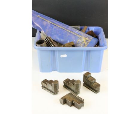Collection of engineering and metal working tools to include drill bits, measures etc