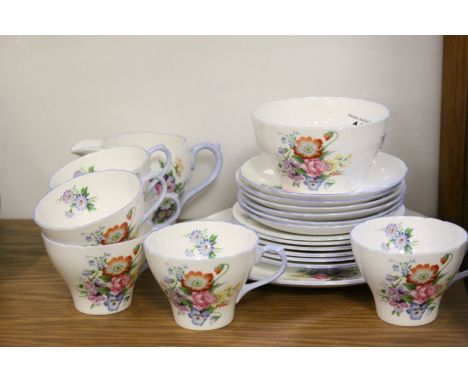 Shelley Bone China Part Tea Set ' Rolands Summer Bouquet ' pattern, decorated with floral sprays, pattern number 2731, compri