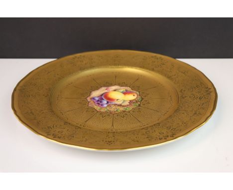 A Royal Worcester gilded and signed fruit pattern cabinet plate.