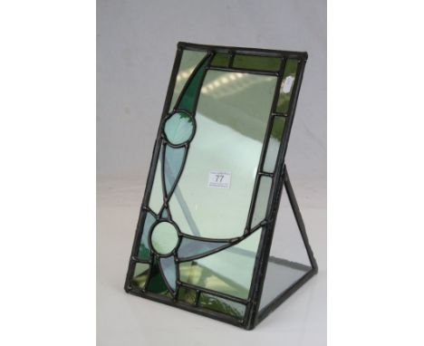 Panel Easel Back Leaded Green and Clear Glass Terrarium, 41cms high