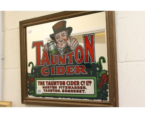 Vintage advertising Taunton Cider mirror, oak framed