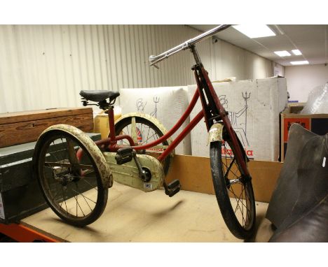 Mid 20th century child's tricycle with leather Dunlop saddle