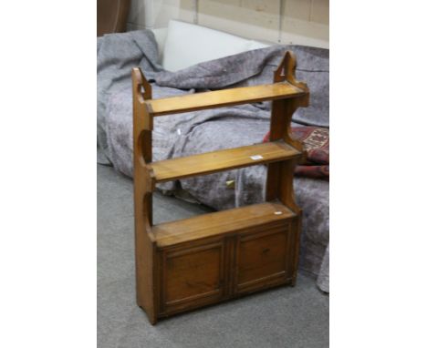 Arts and Crafts Oak Hanging Shelf and Cupboard, 59cms wide x 92cms high