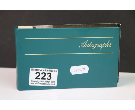 A vintage autograph book with a selection of autographs to include Edward Heath and Margaret Thatcher.