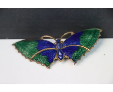 Vintage Gilt Metal Enamelled Butterfly Brooch, 6.2cms long
