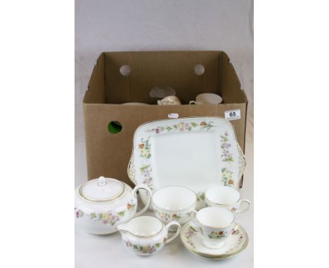 Wedgwood ' Mirabelle R4537 ' Tea Set comprising Teapot, Milk Jug, Sugar Bowl, Sandwich Plate, 7 Tea Cups, 6 Saucers and 6 Tea