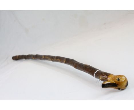 Hazel Wood Walking Stick, the handle carved in the form of a Duck's head