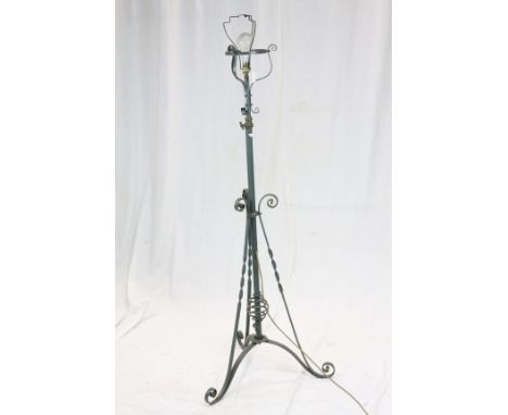 Victorian Style Painted Wrought Iron Telescopic Standard Oil Lamp converted to a Lamp