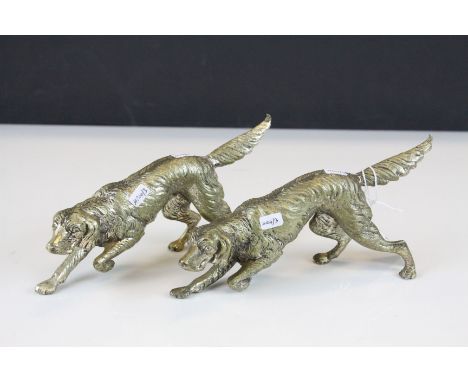 Pair of cast bears hunting hounds/dogs 