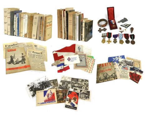 A Collection of Second World War Free French and French Resistance Militaria, including a cased Franco-British Cross of Honou