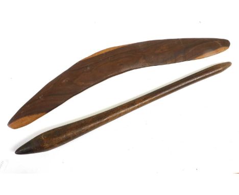An Australian Aboriginal Waddy, with tapered ovoid head, waisted haft and slightly swollen butt, 62cm; a 20th Century Austral