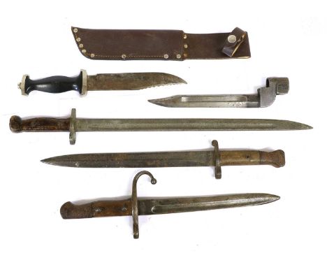 A Second World War German Bowie Knife, the 8cm saw-back clip-point steel blade stamped WHITBY, SOLINGEN, GERMANY at the ricas