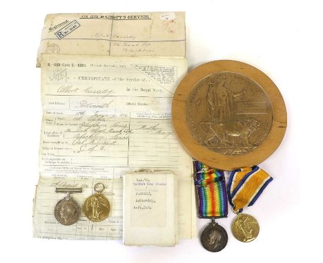 Two First World War Pairs, each comprising British War Medal and Victory Medal,awarded to :- J.56103 J.CASSIDY, A.B. R.N., to