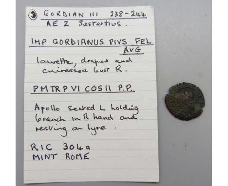 Ancient Roman Sestertius of Gordian III (238-244) 