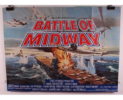 Battle of Midway, 1976 UK quad film poster, directed by Jack Smight, starring Charlton Heston and Henry Fonda, Printed in Eng