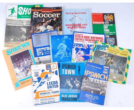 A large collection of football match day programmes, mainly being Ipswich Town examples dating from the 1960's-1980's some ar
