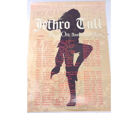 Jethro Tull, The 40th Anniversary Tour 2008 concert tour poster, 70 x 50cm, together with various other tour posters to inclu