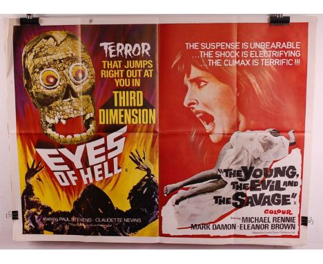 Eyes of Hell / The Young, The Evil &amp; The Savage, 1961 &amp; 1968 UK double-bill quad film poster, 76 x 101cm (folded); to