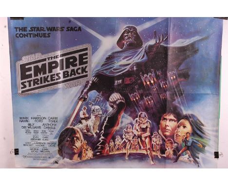 Star Wars The Empire Strikes Back, 1980 UK quad film poster, artwork by Drew Struzan, silver logo, 20th Century Fox, produced