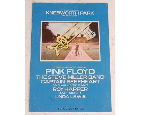 Pink Floyd, Knebworth Park Saturday July 5th Official Programme, supporting acts included The Steve Miller Band, Captain Beef