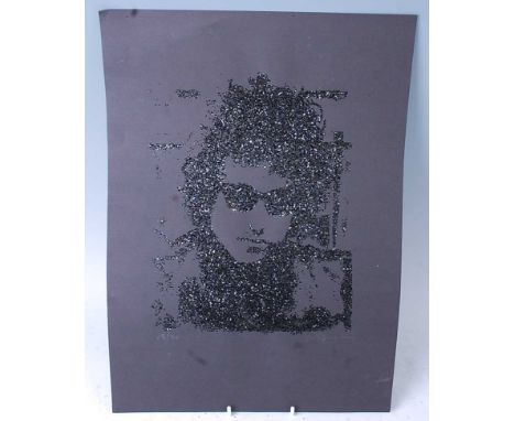 William Blanchard A.K.A. Wildcat Will, (20th century), Bob Dylan from the When They Were Gods Series, glitter on black card, 