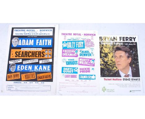 A collection of signed ephemera to include 1963 Norwich Theatre Royal flyer signed Billy Fury, 1964 Norwich Theatre Royal fly