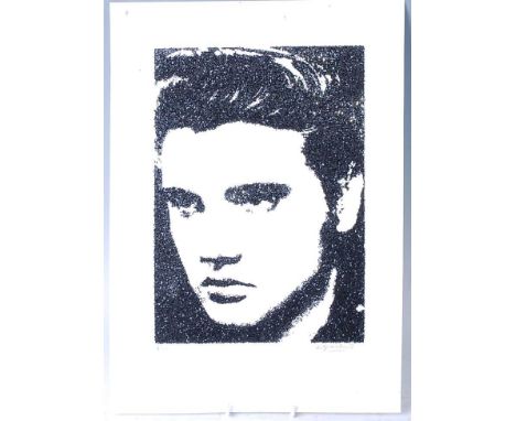 William Blanchard A.K.A .Wildcat Will, (20th century), Elvis Presley from The When They Were Gods Series, glitter on card, li