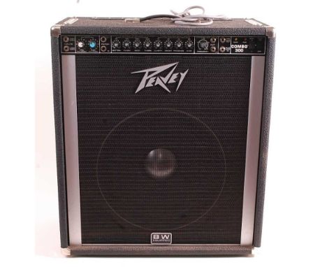 A Peavey model 1158BW Combo 300 amplifier, serial no. 6A-02435207, w.62, d.32, h.70cm, together with a pair of HH Electronic 