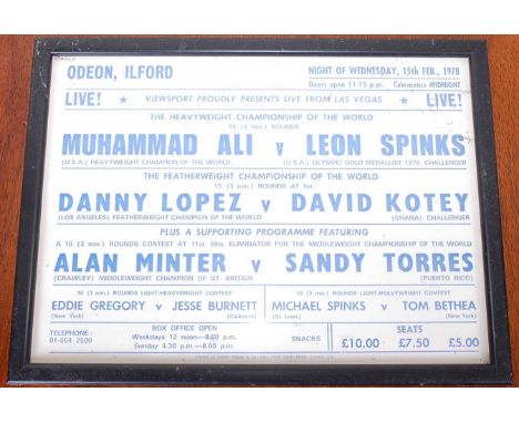 Muhammad Ali v. Leon Spinks boxing match poster, for the Odean Ilford live televised event, Wednesday 15th February 1978, fra