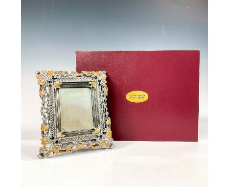 A beautiful burnished silver plated frame with amber glaze enamel and crystals. Edgar Berebi impressed plaque on the back. Fr