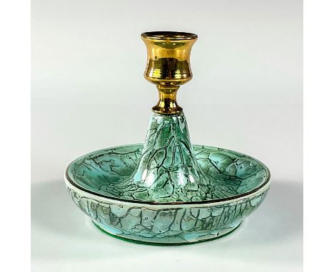 Turquoise with lustre finish and branch patterning.Hand Painted Delftware Made In Holland on bottom. This item has no reserve