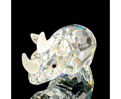 Part of the African Wildlife series. Lead clear crystal baby rhino with jet crystal eyes and frosted horns and tail. Swarovsk