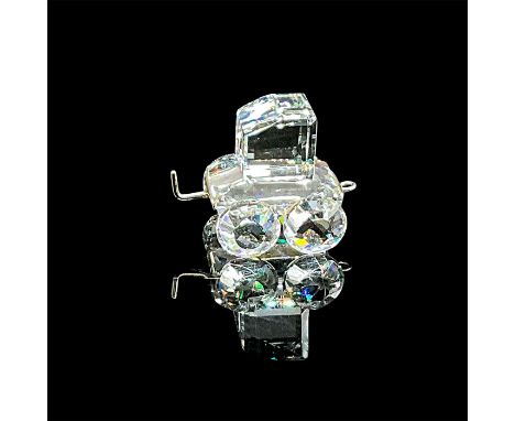 Dazzling clear cut crystal figure of a coal or water carrying train car. Item number A 7471 NR 000 002. Swarovski etched mark