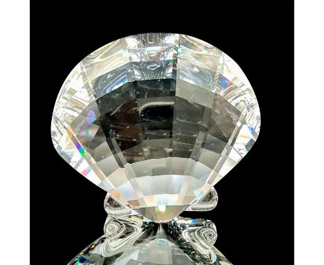 Lead clear crystal scallop given to members as renewal gifts. Swarovski etched backstamp. This item has its original box. Box